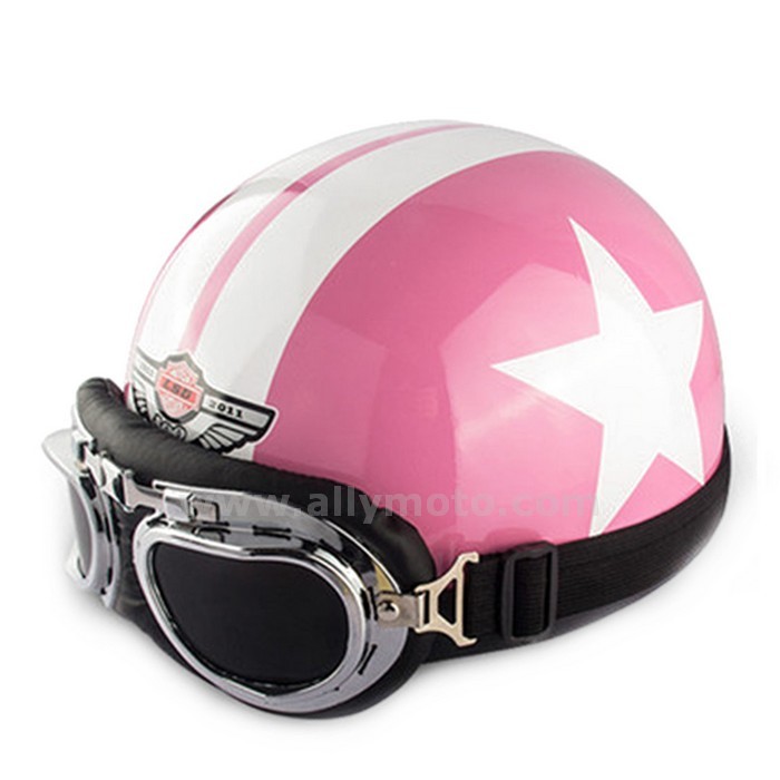 129 Vintage Style Riding Helmet National Flag Open Face Half Chopper Cruiser Scooter Touring Goggles Visor@2
